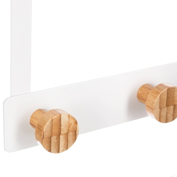 5 FIVE SIMPLY SMART - Patère de porte en Métal Blanc 5 Têtes en Bambou L 33 cm - large