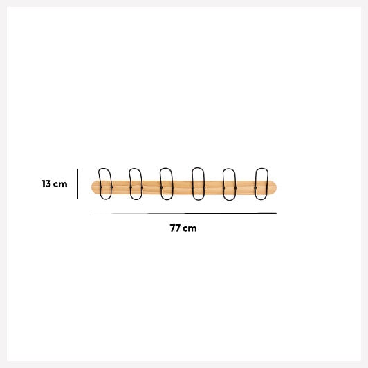 5 FIVE SIMPLY SMART - Patère 6 crochets en Bois et Métal L 77 cm - large