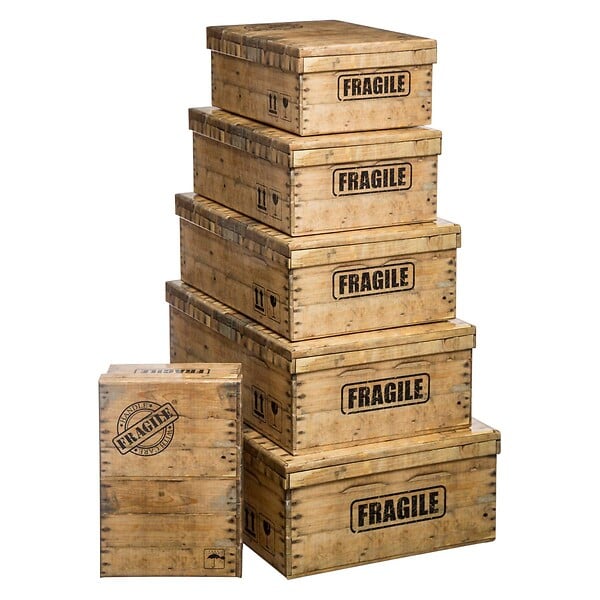 5 FIVE SIMPLY SMART - Lot de 6 Boites de rangement avec coins en métal  effet cagette - large