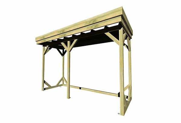 ABRI FRANCAIS - • ABRI Bûches en Bois - 4,1m2 - 3,15x1,31m - Pin Sylvestre traité Autoclave - Surface Int : 2,8m2 | 4 stères - large