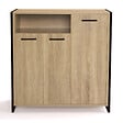 ID MARKET - Armoire à chaussures 18 paires LUIS 3 portes avec niche design industriel - vignette