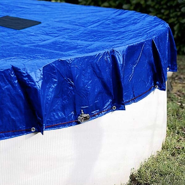 TECPLAST - Bache piscine ronde 420 cm pour piscine de 360 cm Bleue et verte filet d'écoulement - large