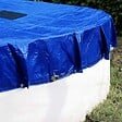TECPLAST - Bache piscine ronde 360 cm pour piscine de 300 cm Bleue et verte Filet d'écoulement - vignette