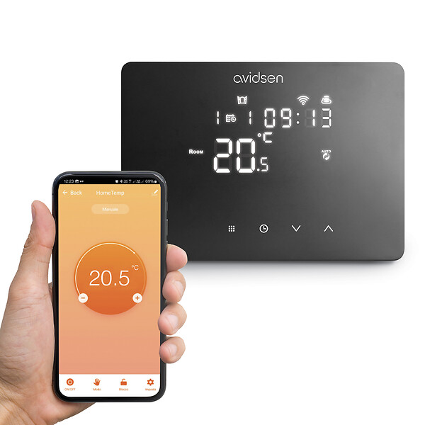 AVIDSEN - Thermostat Wifi connecté filaire noir - HomeTemp - Avidsen - 127073 - large
