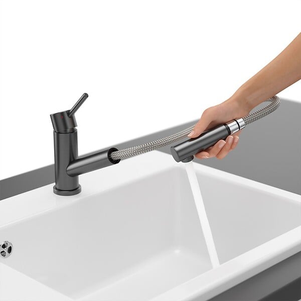 VILLEROY ET BOCH - Robinet cuisine rabattable  Como Shower window Anthracite - large