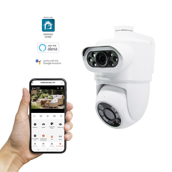 AVIDSEN - Caméra IP extérieure motorisée 2K avec double objectif HomeCam Dual PTZ - Avidsen - 127156 - large