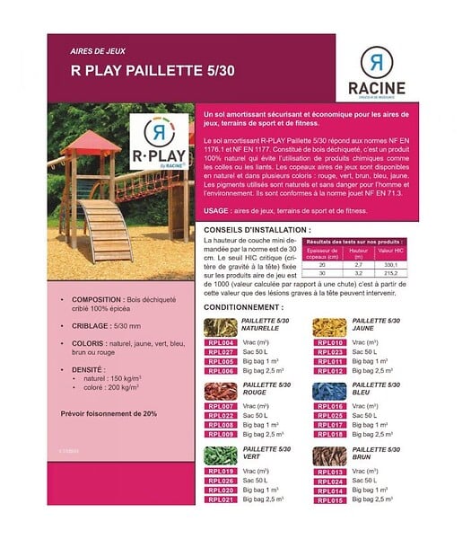 RACINE - Paillis couleur VERT aire de jeux R Play 5/30mm, sac 50 l - RPL026 - large