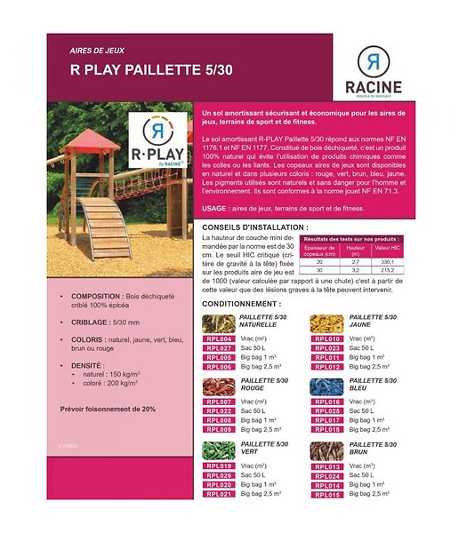 RACINE - Paillis couleur JAUNE aire de jeux R Play 5/30mm, sac 50 l - RPL023 - large