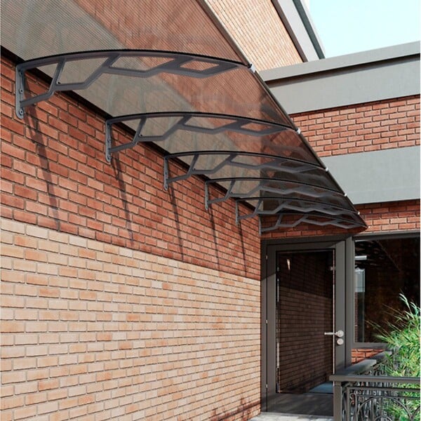 ARTPLAST - Auvent de Porte d'Entrée et fenêtre 100 x 145 cm - Polycarbonate Anti UV Marquise d'entrée Bras Polypropylène Art Plast - large