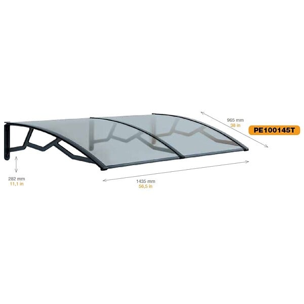 ARTPLAST - Auvent de Porte d'Entrée et fenêtre 100 x 145 cm - Polycarbonate Anti UV Marquise d'entrée Bras Polypropylène Art Plast - large