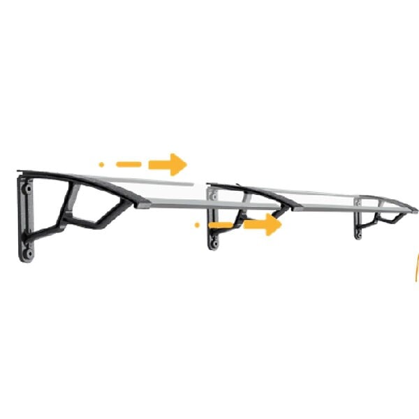 ARTPLAST - Auvent de Porte d'Entrée et fenêtre 100 x 145 cm - Polycarbonate Anti UV Marquise d'entrée Bras Polypropylène Art Plast - large