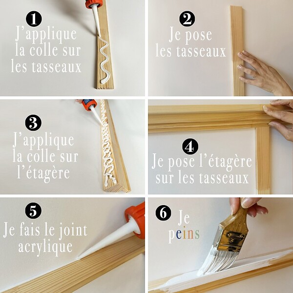 99DECO - Kit de moulures murales pour étagère en bois - Pin Sylvestre abouté - Enora - Prêt à coller et peindre - large