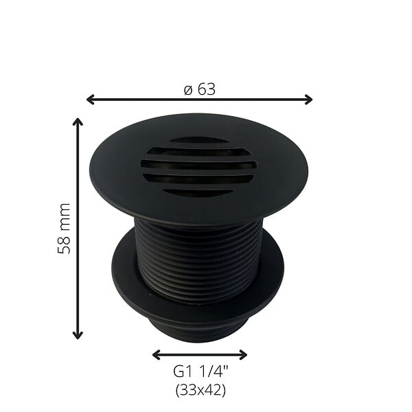 PLANETE BAIN - Bonde fixe de vidage pour lave-mains sans trop plein - écoulement libre - Grille laiton noir mat - large
