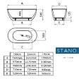 STANO - Baignoire îlot design ovale LISBON blanche 150 cm Brillant - vignette
