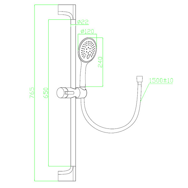 ESSEBAGNO - Luisa ensemble barre de douche 3 pièces gris gun métal - large