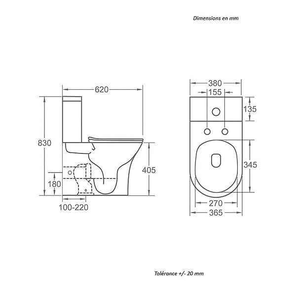 STANO - Toilette WC à poser CIPOLI en céramique beige mat - large