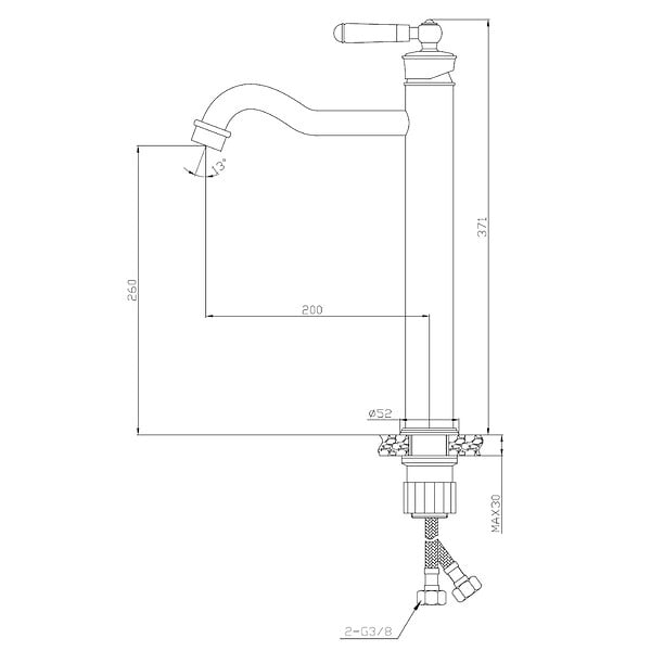 ESSEBAGNO - Leeds mitigeur lavabo rétro haut or brossé - large