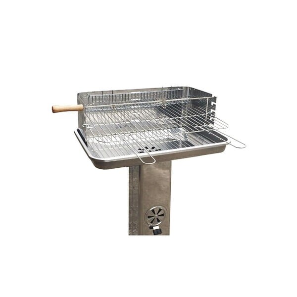 KZ GARDEN - Barbecue à Charbon Inox Grille de Cuisson 58 x 38cm Broche à Rôtir - large