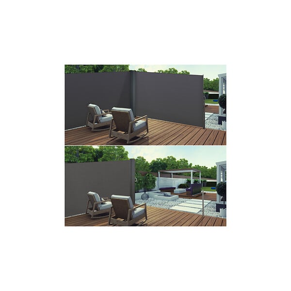 ID MARKET - Paravent extérieur rétractable double 160 x 800 CM gris anthracite store latéral - large