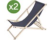 HABITAT ET JARDIN - Lot de 2 transats en bois "Chilienne" - 107 x 56.5 x 81 cm - Gris - vignette