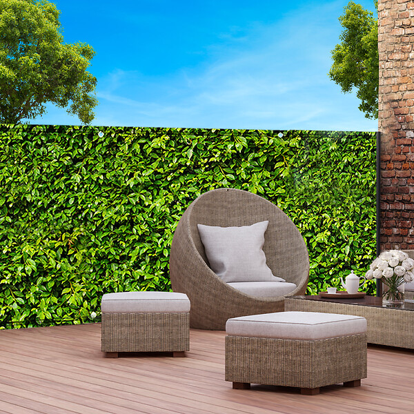 ID MARKET - Brise vue occultant 2 x 10 M imprimé feuillage 160 gr/m² - large