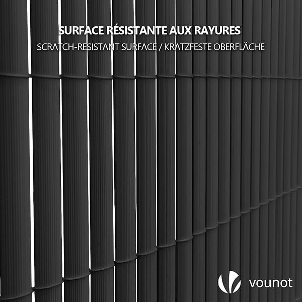 VOUNOT - Canisse PVC brise vue ultra renforce avec attaches de fixation 100x500cm gris - large
