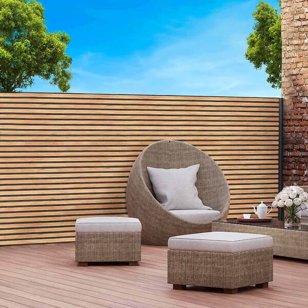 ID MARKET - Brise vue occultant 1,8 x 10 M effet claustra en bois 160 gr/m² - large