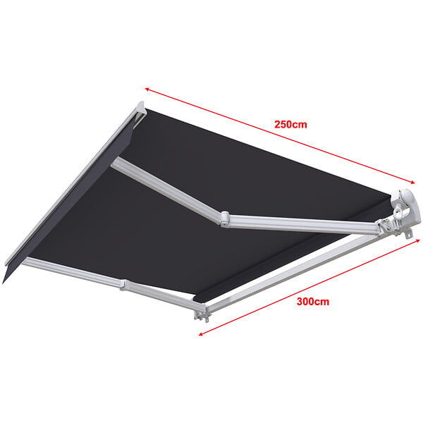 COTE STORE - Store banne manuel 3 x 2,5 m Monobloc pour terrasse - Gris anthracite - large
