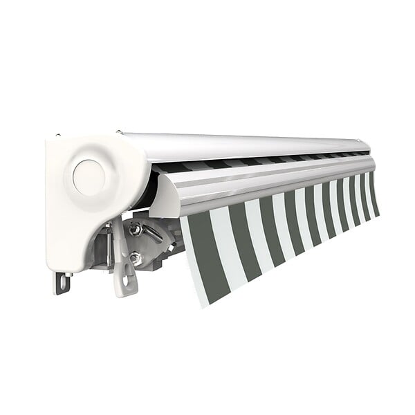 COTE STORE - Store banne motorisé et manuel 2,5 x 2 m Demi coffre pour terrasse - Blanc gris - large