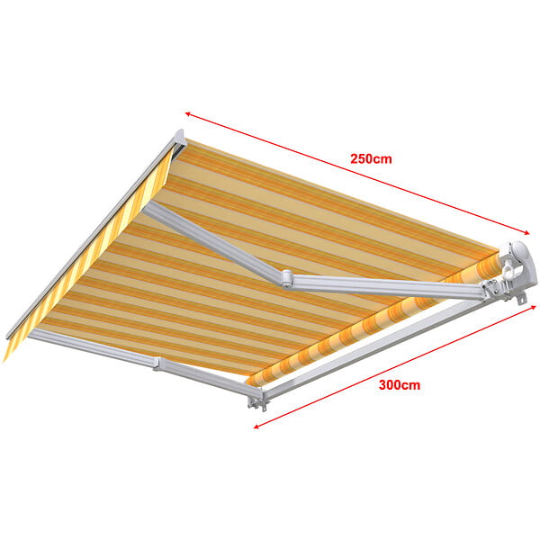 COTE STORE - Store banne manuel 3 x 2,5 m Monobloc pour terrasse - Jaune rayé - large