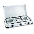 KEMPER - Réchaud gaz portable 3 feux 3450W Blanc laqué Couvercle Plaque de cuisson + Tuyau gaz KEMPER - vignette