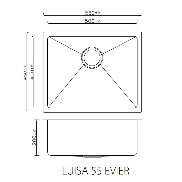 ESSEBAGNO - Luisa évier 1 cuve seule 55x45 en inox cuivre brossé - large