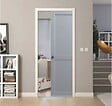 GD MENUISERIES - Porte Coulissante Athena Grise 2 Panneaux Largeur 83  + Système À Galandage - vignette