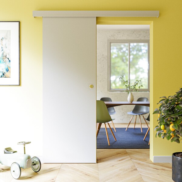 COULICOOL - Porte Coulissante avec Rail - Prépeinte Plane 73 cm - Sans butée - large