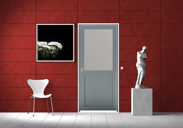 GD MENUISERIES - Bloc Porte Athena Gris Clair Vitrée H204 x L73 cm Côte Tableau P.Droit - large