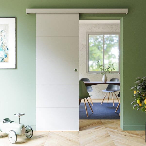 COULICOOL - Porte Coulissante avec Rail - Prépeinte Ligne 73 cm - Sans butée - large