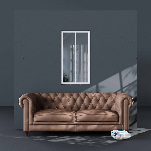 MON MARCHE DECO - Verrière 2 Carreaux - Déjà Montée - Blanc - large