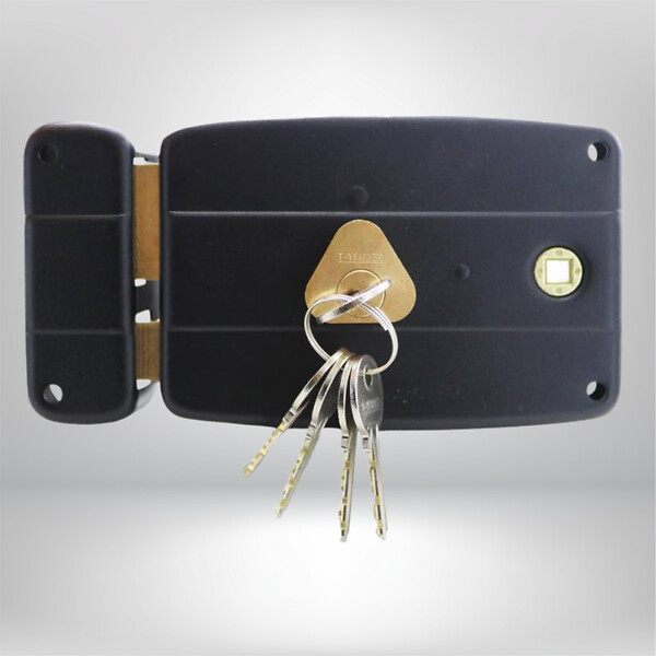 SECURY-T - Serrure en applique - Horizontale - Noire - Ouverture à gauche - large