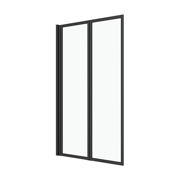 AURLANE - Pare baignoire Pivotant 70x120cm - 2 Volets Noir Mat - Verre Trempé 4mm - DUPLO - large