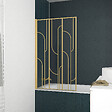 AURLANE - Pare baignoire rabattable 80x140cm Sérigraphie Art Déco Arrondie - Or Brossé - vignette