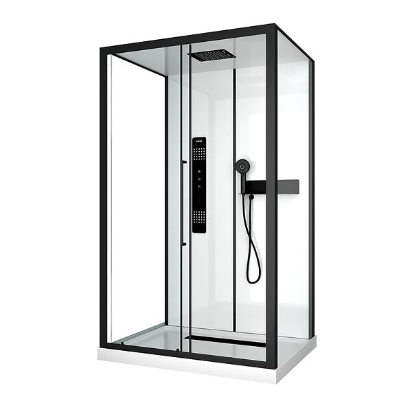 AURLANE - Cabine de douche 115x90x210 cm avec receveur + bonde 90mm + Grille linéaire - FACTORY 2 - large