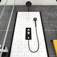 AURLANE - Cabine de douche carrée 80x80x230cm à motif carreaux de métro - UNDERGROUND SQUARE 80 - vignette