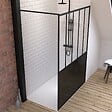 AURLANE - Pack Paroi de douche 140x200 cm noir mat + Receveur de douche a carreler 140x90 cm recoupable - vignette