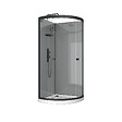 AURLANE - Cabine de douche 1/4 de cercle 90x90x207/222 cm - Receveur bas - Fonds Gris Profilés Noir Mat - FOGGY LOW - vignette