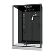 AURLANE - Cabine de douche Hydromassante 140x85x218 cm - Porte coulissante - Fonds & Profilés Noir Mat - vignette