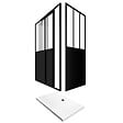 AURLANE - Pack complet Paroi porte de douche coulissante 120cm+ paroi de retour type atelier+ receveur blanc - vignette