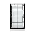 AURLANE - Cabine de douche 110x80cm / Receveur Haut - Verre transparent sérigraphié et Blanc - Profilés Noir - vignette