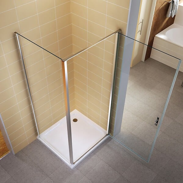 SANIVERRE - NIKY Cabine de douche 90x80 H195 cm +receveur (porte 90) verre transparent Ép. 8 mm - large
