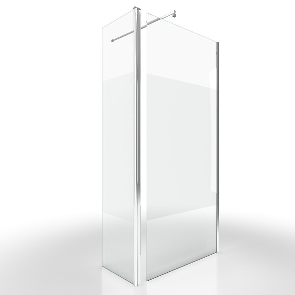 AURLANE - Paroi de Douche et Volet Pivotant 90+40x200 cm - Bande Dépolie - Barre de Fixation Chrome - large