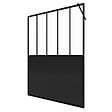 AURLANE - Paroi de douche 140x200 cm type Verriere - Verre trempe et Structure aluminium noir mat - vignette